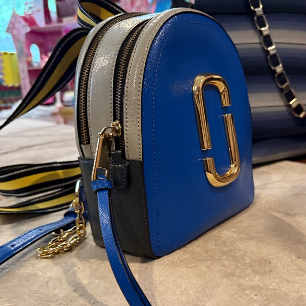 Marc Jacobs Blue and Gray Backpack with Gold Hardware